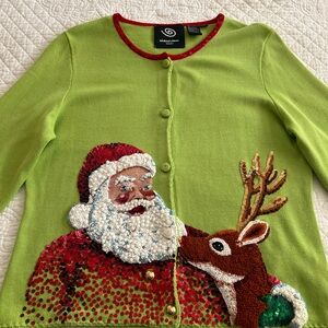 Michael Simon Lime and Red Cardigan